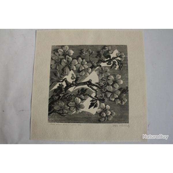 Xylographie originale Aldo Patocchi Fleurs fiori