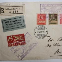 Entier postale poste aérienne La chaux de fonds Bale Suisse 1926