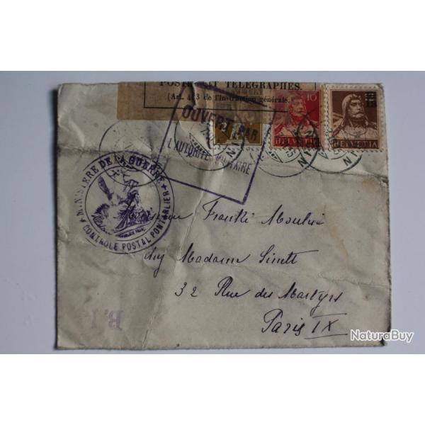Enveloppe Minist�re de la guerre poste et t�l�graphe 1915