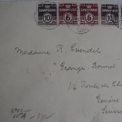 Enveloppe et lettre Danemark vers Suisse avec contrôle poste Nancy 1943
