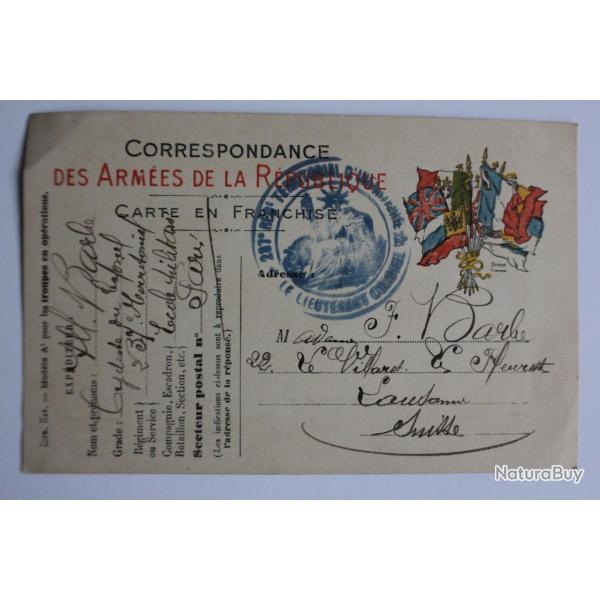 Franchise militaire CPMF WW1 1916 Suisse