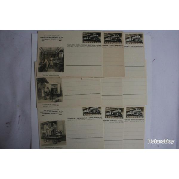 Lot 10 Cartes postale Suisse chemin de fer 1947 neufs