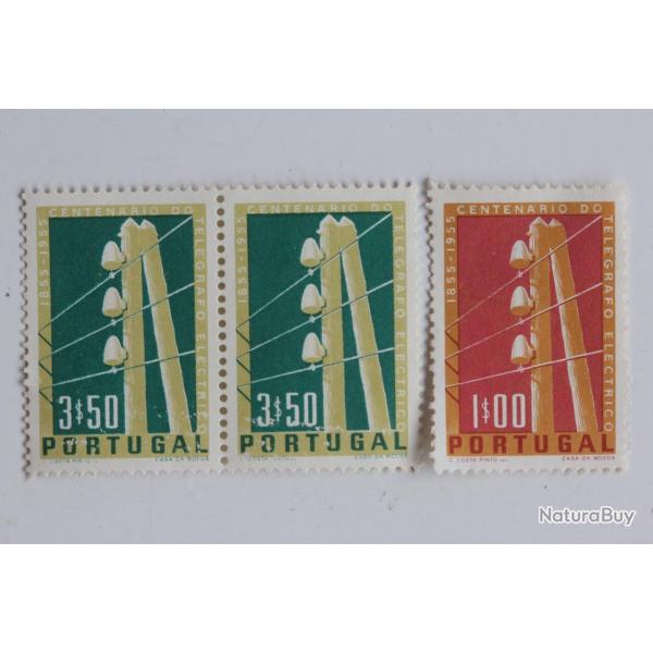 Timbres Portugal centenaire du t�l�graphe �lectrique 1955 neufs