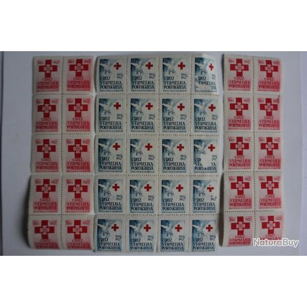 Lot Vignettes Portugal croix rouge cruz vermelha 1942 neuves
