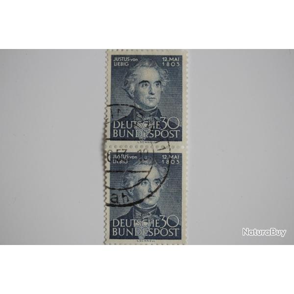 Timbre Allemagne F�d�rale Justus von Liebig 1953 paire