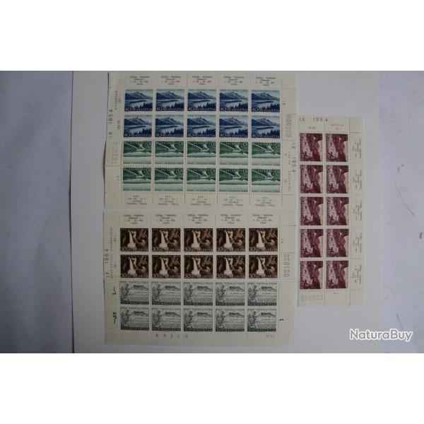 Timbres Suisse 1954 blocs x10 s�rie Hymne lacs rivi�re neufs
