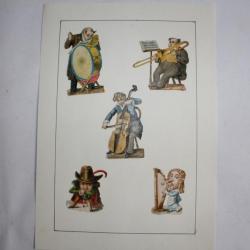 Images chromos gaufrés découpés Musiciens 1890