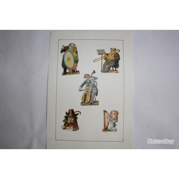 Images chromos gaufr�s d�coup�s Musiciens 1890