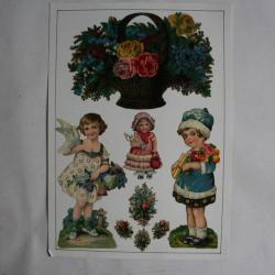 Images chromos gaufrés découpés Fillettes 1890