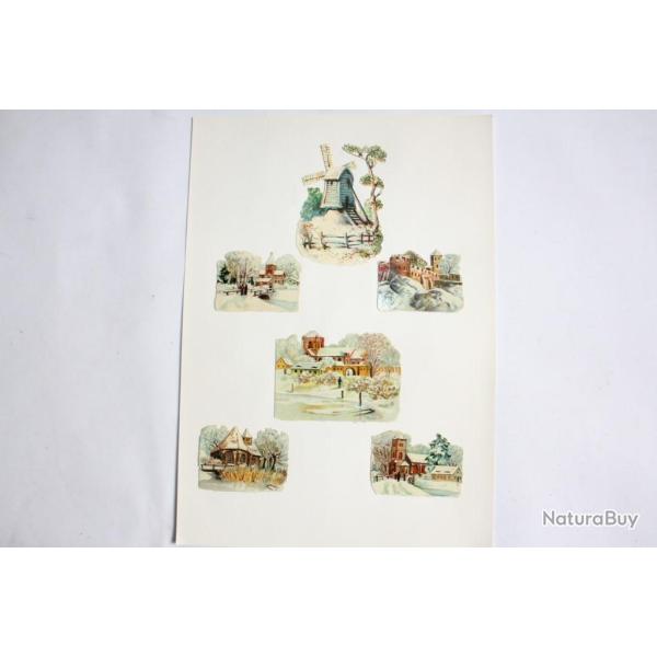 Images chromos gaufr�s d�coup�s Paysages hivernal 1890