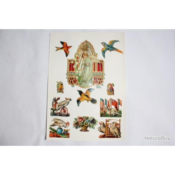 Images chromos gaufr�s d�coup�s Angelots Perroquets Cirque 1890