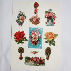 Images chromos gaufrés découpés Roses 1890