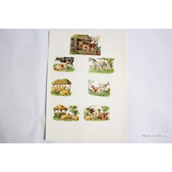 Images chromos gaufr�s d�coup�s Animaux de ferme 1890