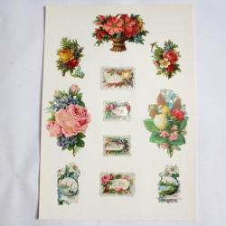Images chromos gaufrés découpés Bouquets de fleurs 1890