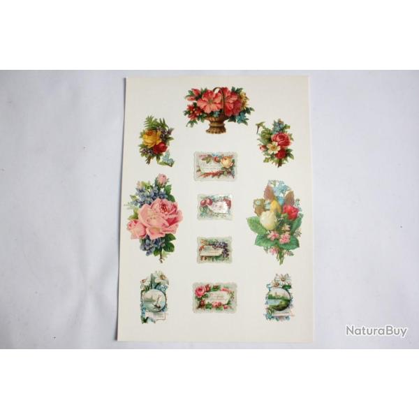 Images chromos gaufr�s d�coup�s Bouquets de fleurs 1890