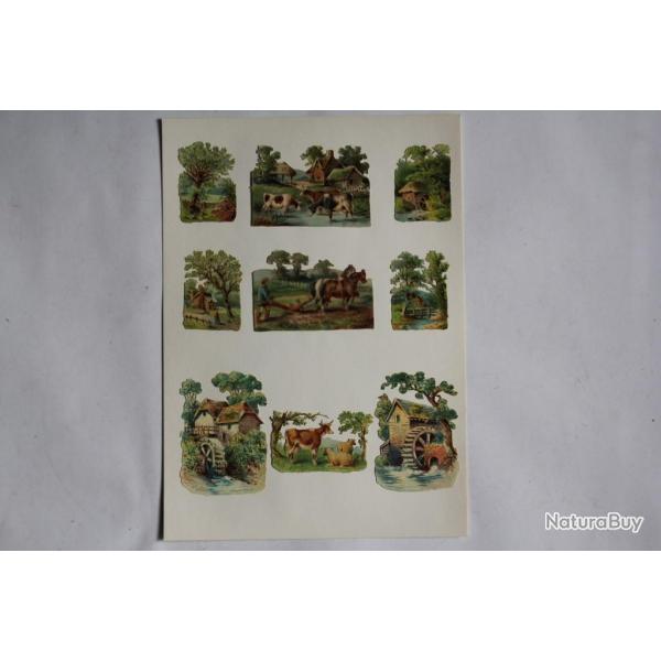 Images chromos gaufr�s d�coup�s Ferme Moulin 1890