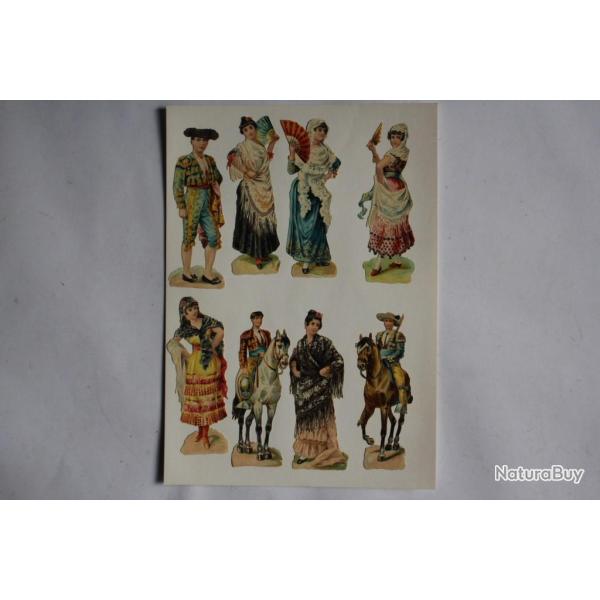 Images chromos gaufr�s d�coup�s Personnages folklore espagnol 1890