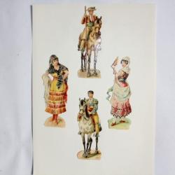 Images chromos gaufrés découpés Personnages folklore espagnol 1890