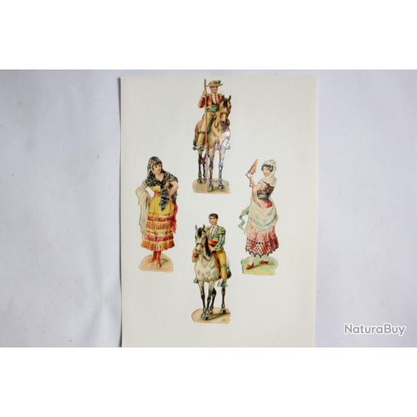 Images chromos gaufr�s d�coup�s Personnages folklore espagnol 1890