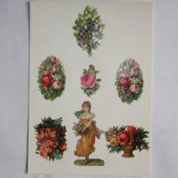 Images chromos gaufrés découpés Fleurs 1890