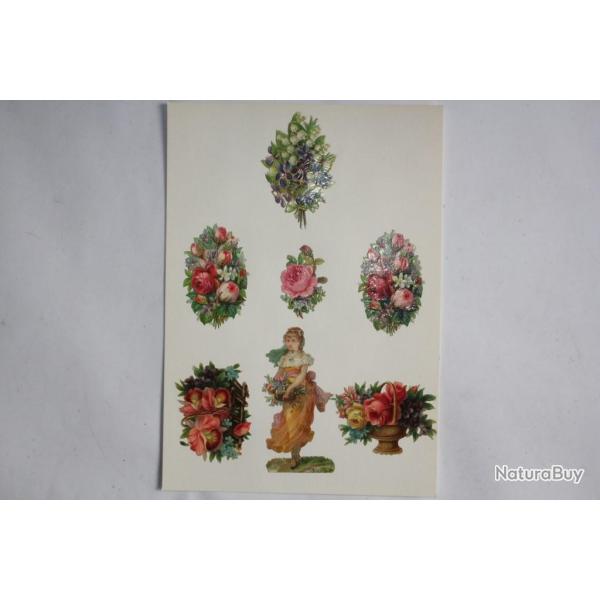 Images chromos gaufr�s d�coup�s Fleurs 1890