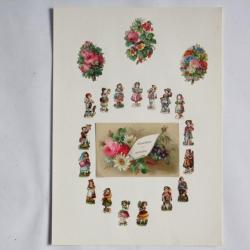 Images chromos gaufrés découpés Personnages Enfants Folklore 1890