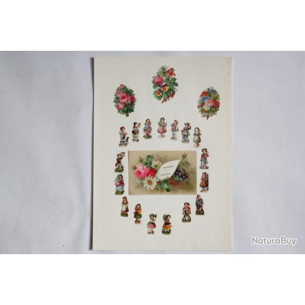 Images chromos gaufr�s d�coup�s Personnages Enfants Folklore 1890