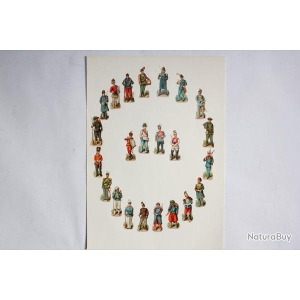 Images chromos gaufr�s d�coup�s Personnages militaires Soldats 1890