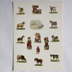 Images chromos gaufrés découpés Animaux de ferme 1890