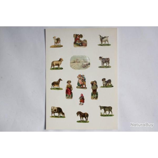 Images chromos gaufr�s d�coup�s Animaux de ferme 1890