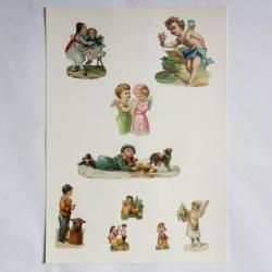 Images chromos gaufrés découpés Angelots Enfants 1890
