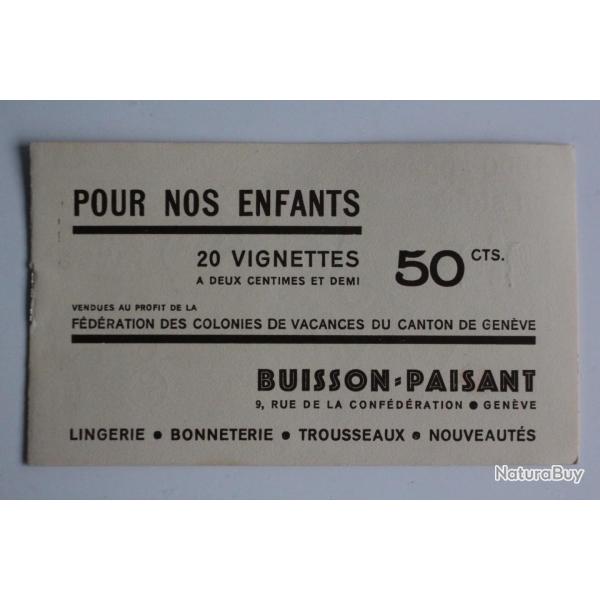 Carnet Suisse Vignettes Pour nos enfants du canton de Gen�ve