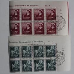 Timbres Espagne 1952 bloc x8 oblitérés 1er jour