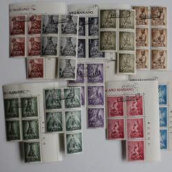 Timbres Espagne 1954 statue de notre-Dame bloc x5 oblitérés