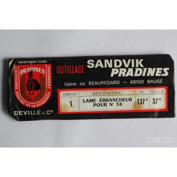 Lame �brancheur pour n�34 Sandvik Pradines