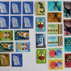 Timbres Lot Nation Unies de 1965 à 1978 neufs