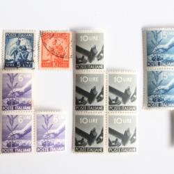 Timbres Italie série courante 1945-1948 neufs et oblitérés