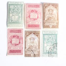 Timbre Italie sixième centenaire mort de Dante neufs et oblitérés 1921