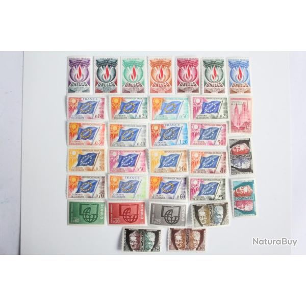Timbres France Unesco et conseil de l'Europe de 1963 � 1975 neufs