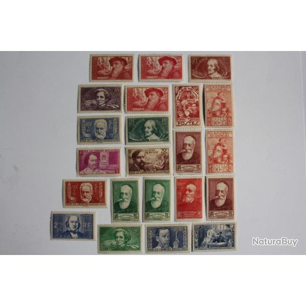 Timbres France lot 1935-1940 sur les aides aux ch�meurs neufs