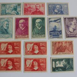 Timbres France lot 1936-1939 Personnes historique de France neufs