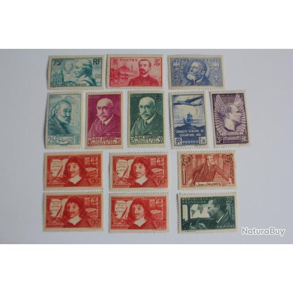Timbres France lot 1936-1939 Personnes historique de France neufs
