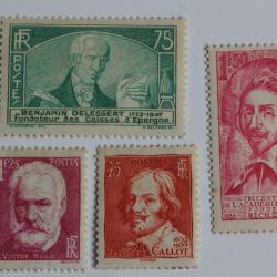 Timbres France 1935 série anniversaire neuf et sur charnière