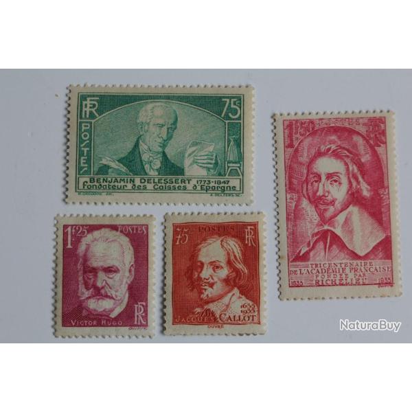 Timbres France 1935 s�rie anniversaire neuf et sur charni�re