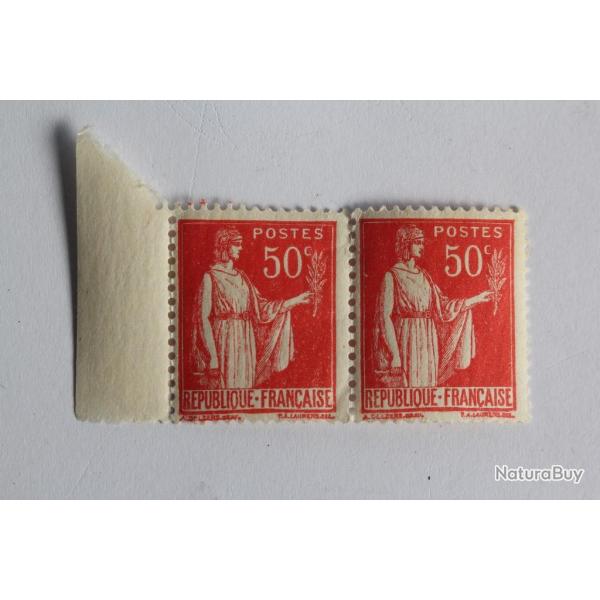 Timbres France 1932 s�rie paix paire se tenant neufs