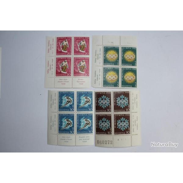 Timbres Suisse Jo Saint-Moritz 1948 bloc x4 neufs