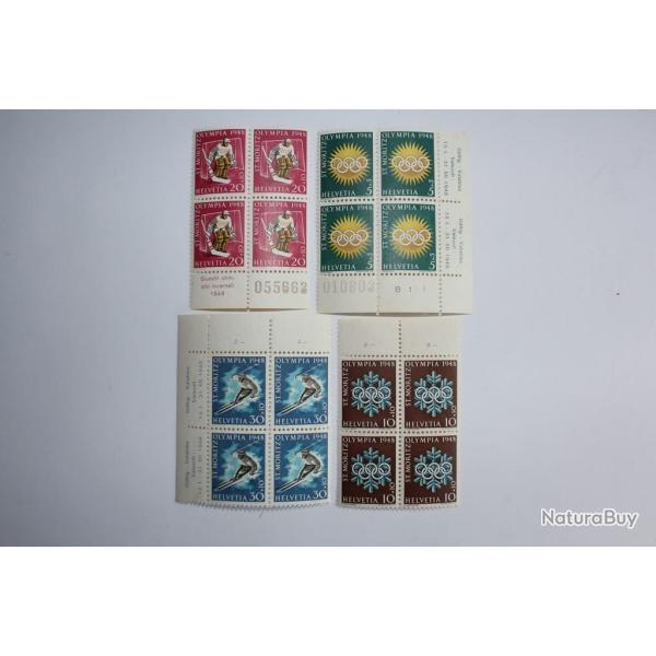 Timbres Suisse Jo Saint-Moritz 1948 bloc x4 neufs