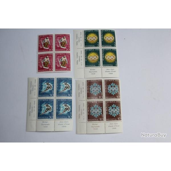 Timbres Suisse Jo Saint-Moritz 1948 bloc x4 neufs