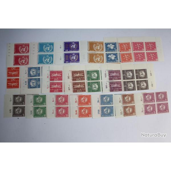 Timbres Suisse OMM ONU OMS 1955 � 1973 neufs bloc de 4