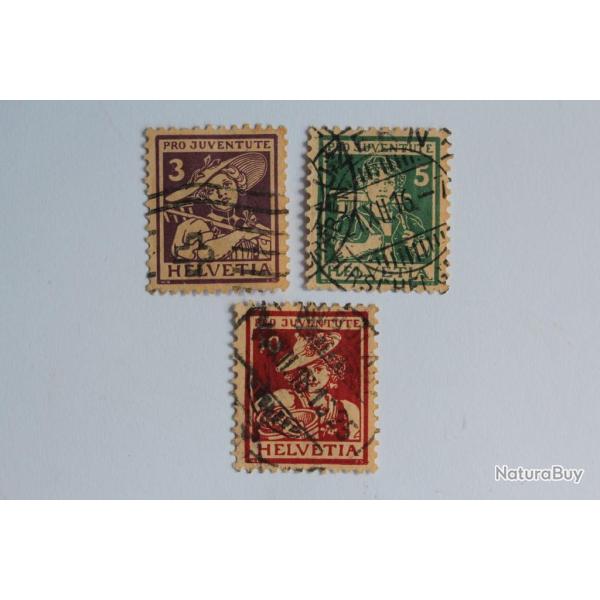 Timbres Suisse Pro Juventute Celvin et Helv�tie Costume 1916